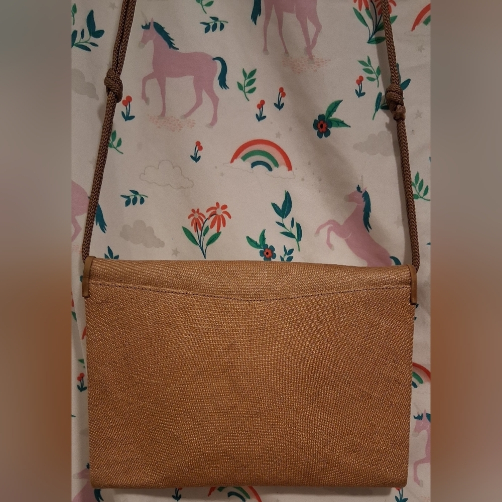 EUC RARE Vintage 70s Christian Dior Boutique Tan Linen & Silk Envelope Purse Bag - Picture 3 of 12